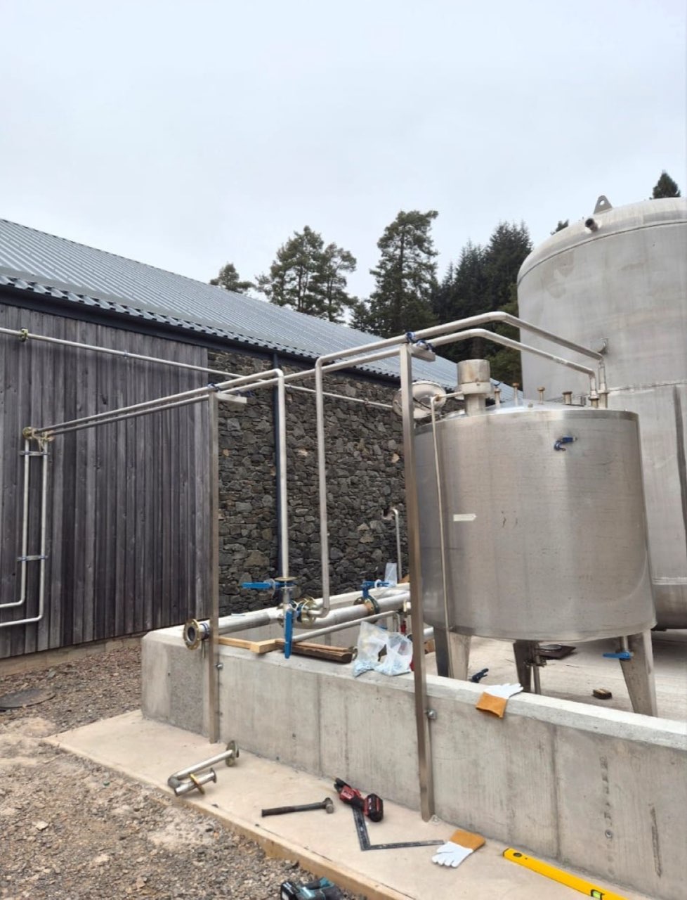 External stainless tanks and pipework