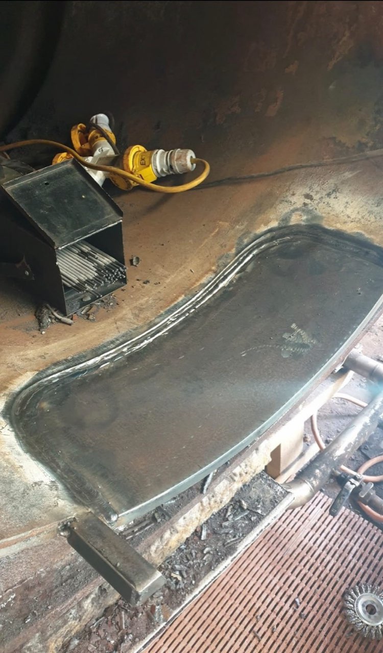 D-patch weld on a boiler furnace repair