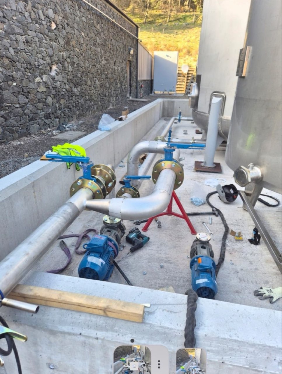 Stainless pipework and pump connections